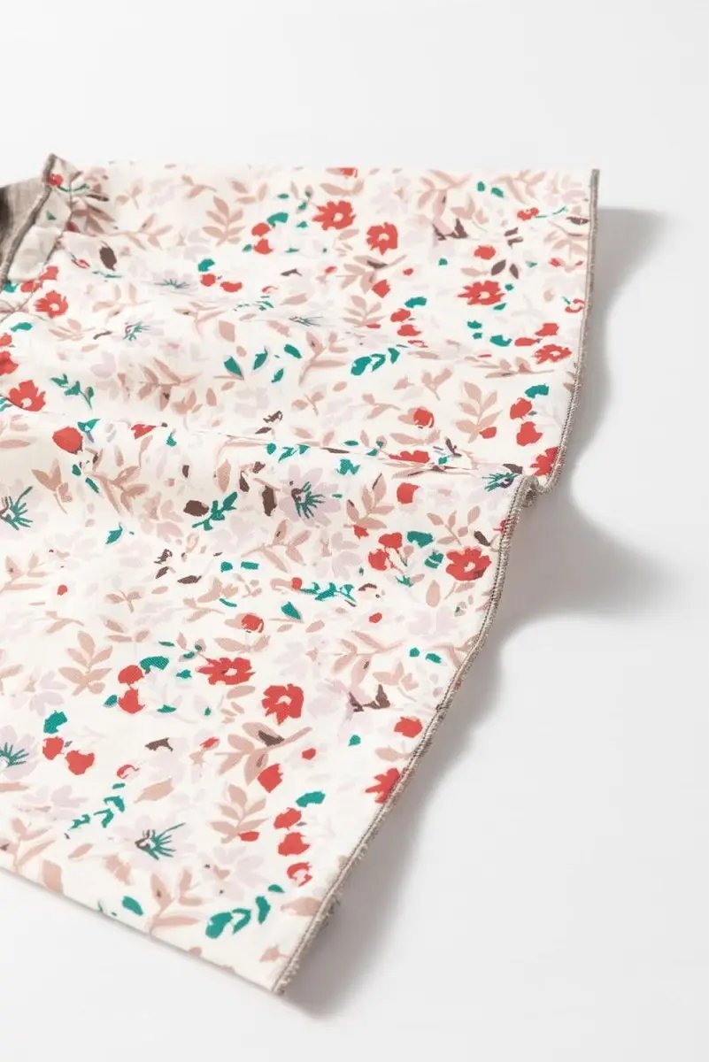 Love Salve Colorblock Floral Top Women's Boho Henley Top Flared Sleeves, Chic