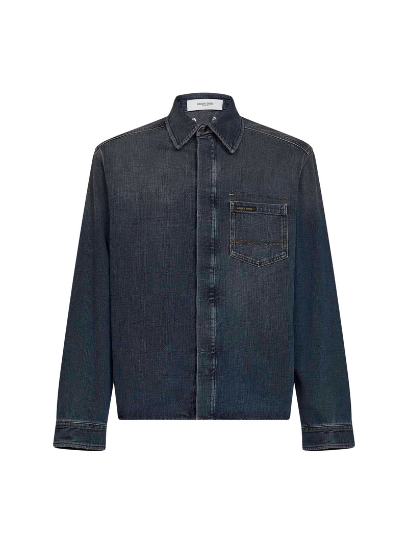 Golden Goose Denim Roger Journey Shirt Blue Cotton