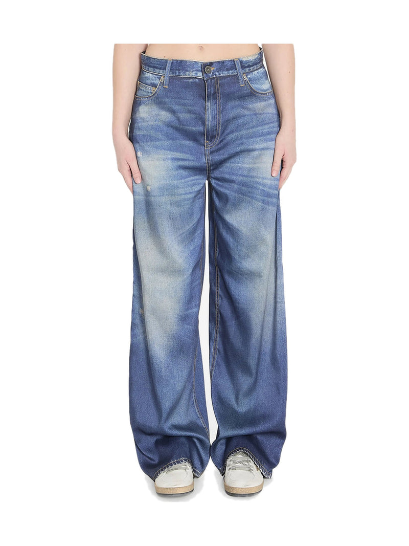 Golden Goose Wide Trousers with Denim Print