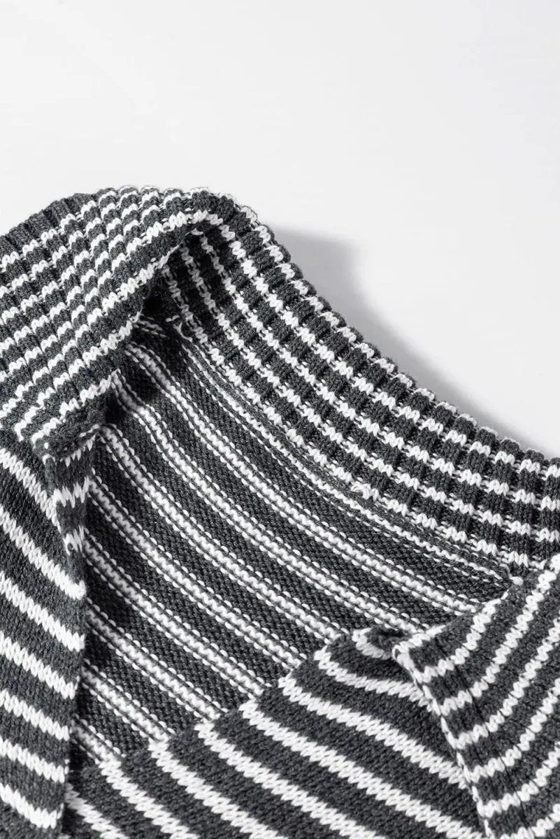 Love Salve Gray Stripe Women's Layering Vest Casual Sweater Vest with Pockets