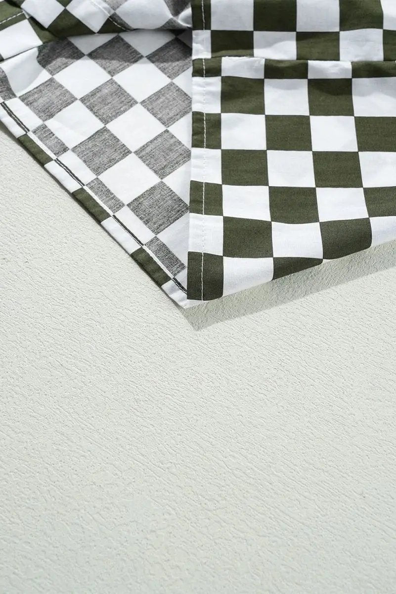 Love Salve Green Checkered Women's Casual Shirt Spring Style Loose Fit Top