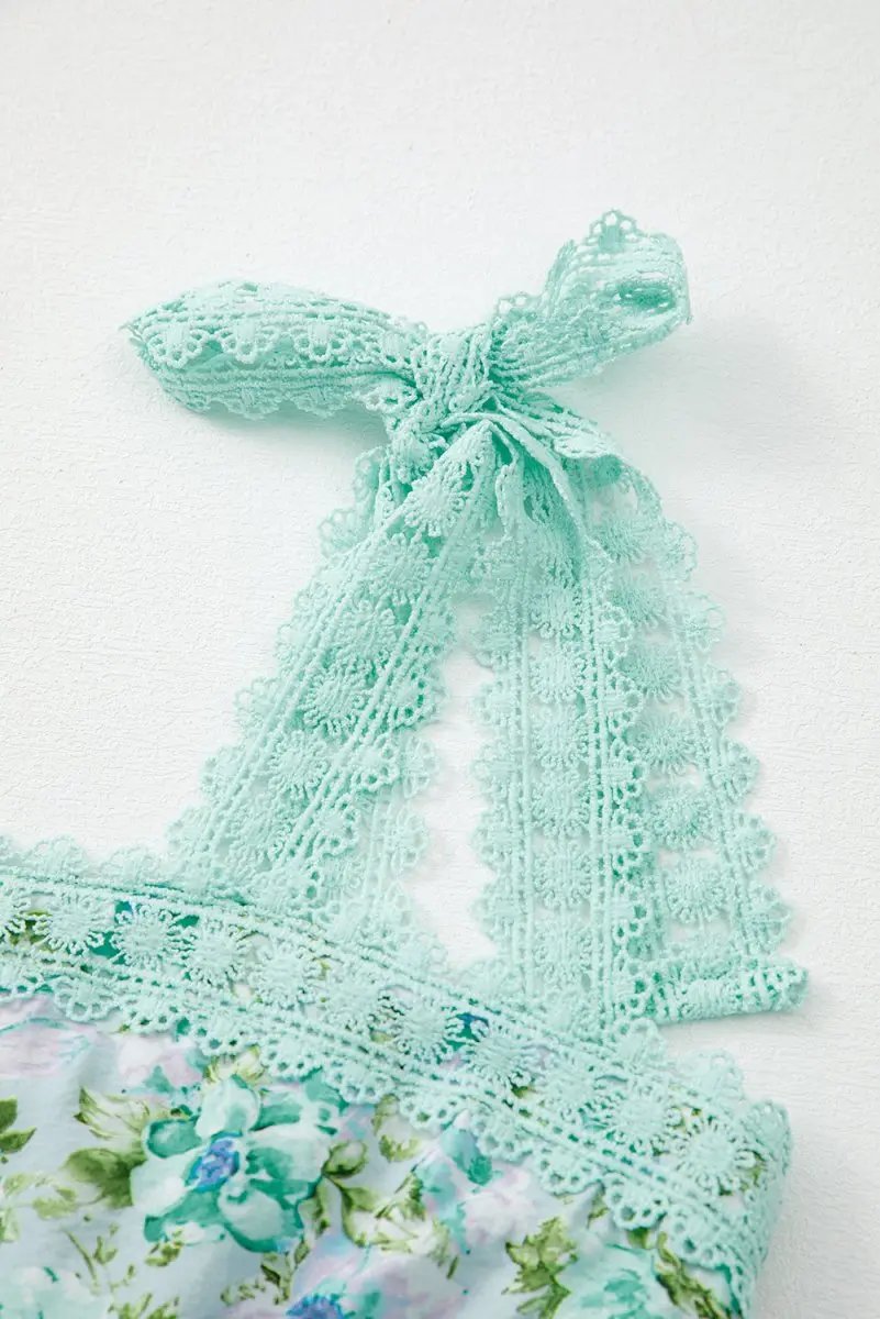 Women's Maxi Dress - Green Floral Lace - Southern Belle Wedding Style