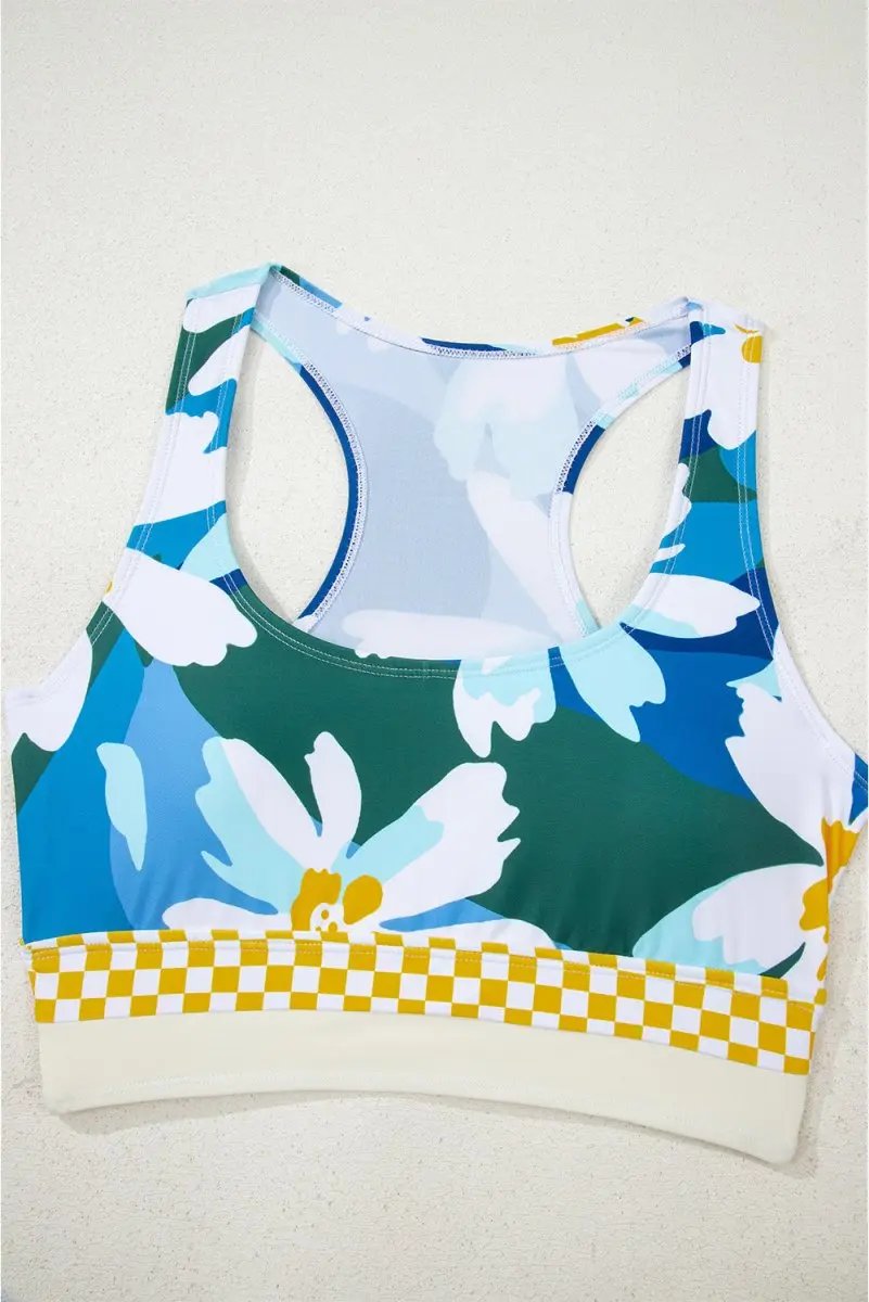 Love Salve Green Floral Bikini Women's Vacation Swimsuit Set - Cutout, High Waist