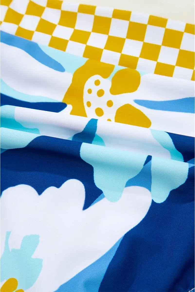 Love Salve Green Floral Bikini Women's Vacation Swimsuit Set - Cutout, High Waist