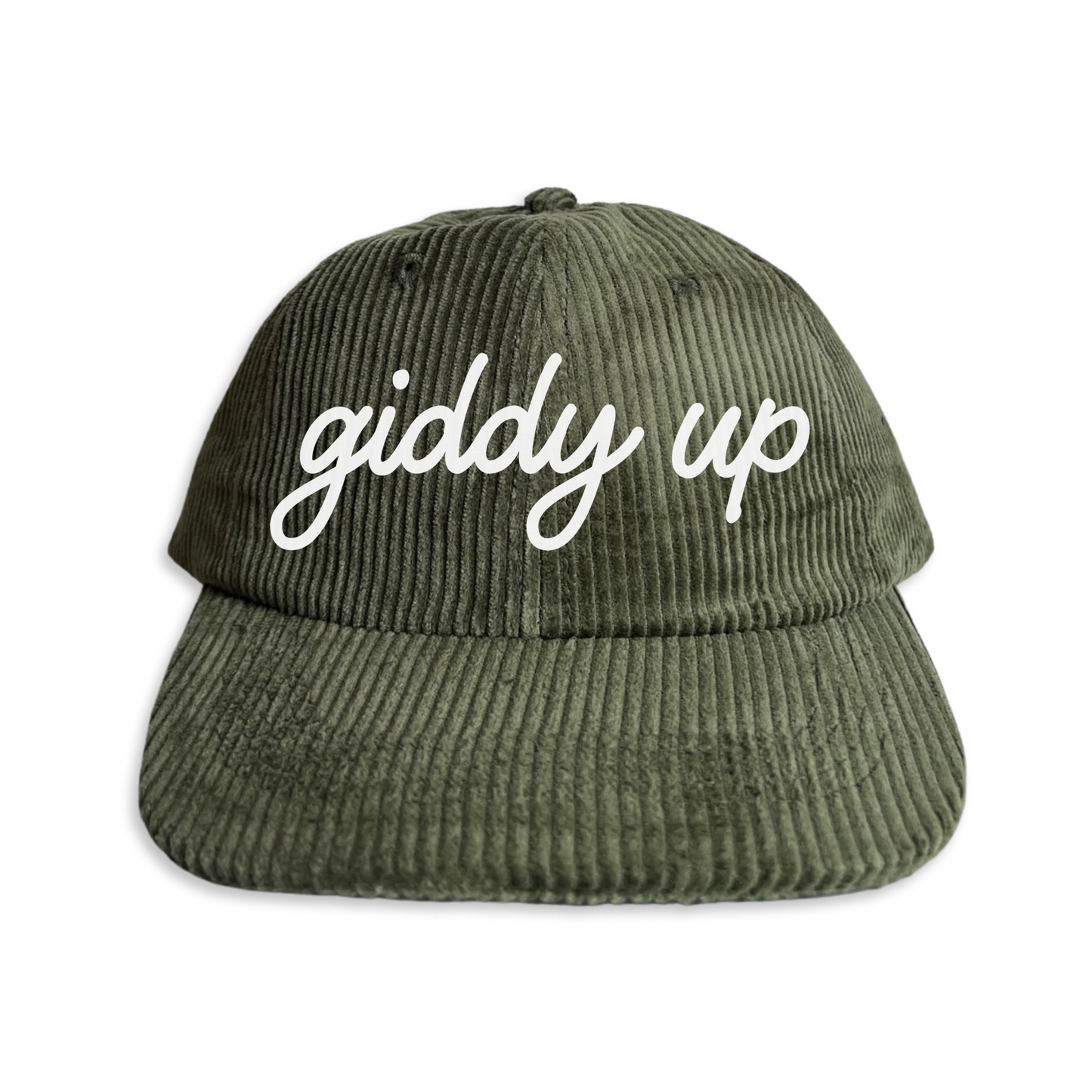Giddy Up Cursive Corduroy Cap