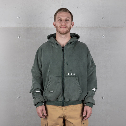 Commons Reversible Thermal Zip Up Faded Green/White