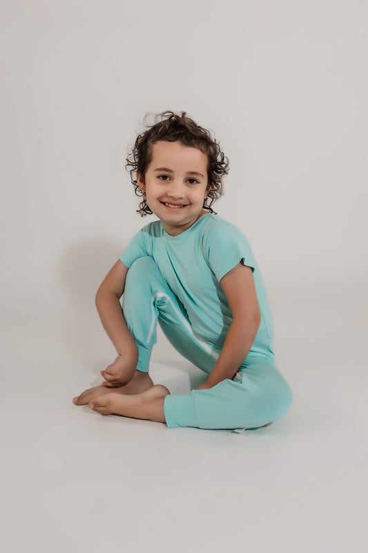 Mint Bamboo Lyocell Romper with G-Tube Access