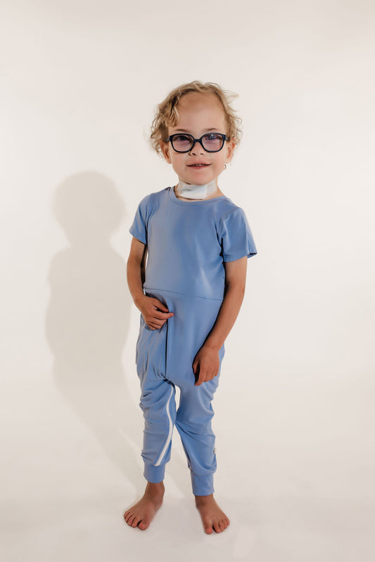 Ocean Bamboo Lyocell Romper with G-Tube Access