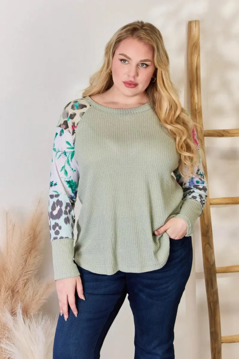 Blouse - Printed Round Neck - Women's Casual Top