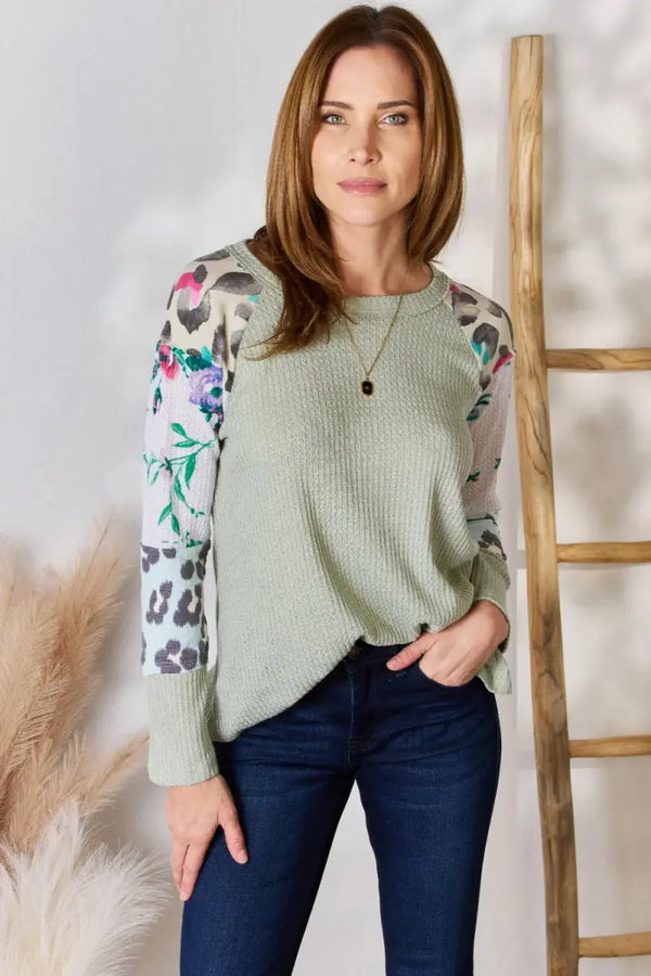 Blouse - Printed Round Neck - Women's Casual Top