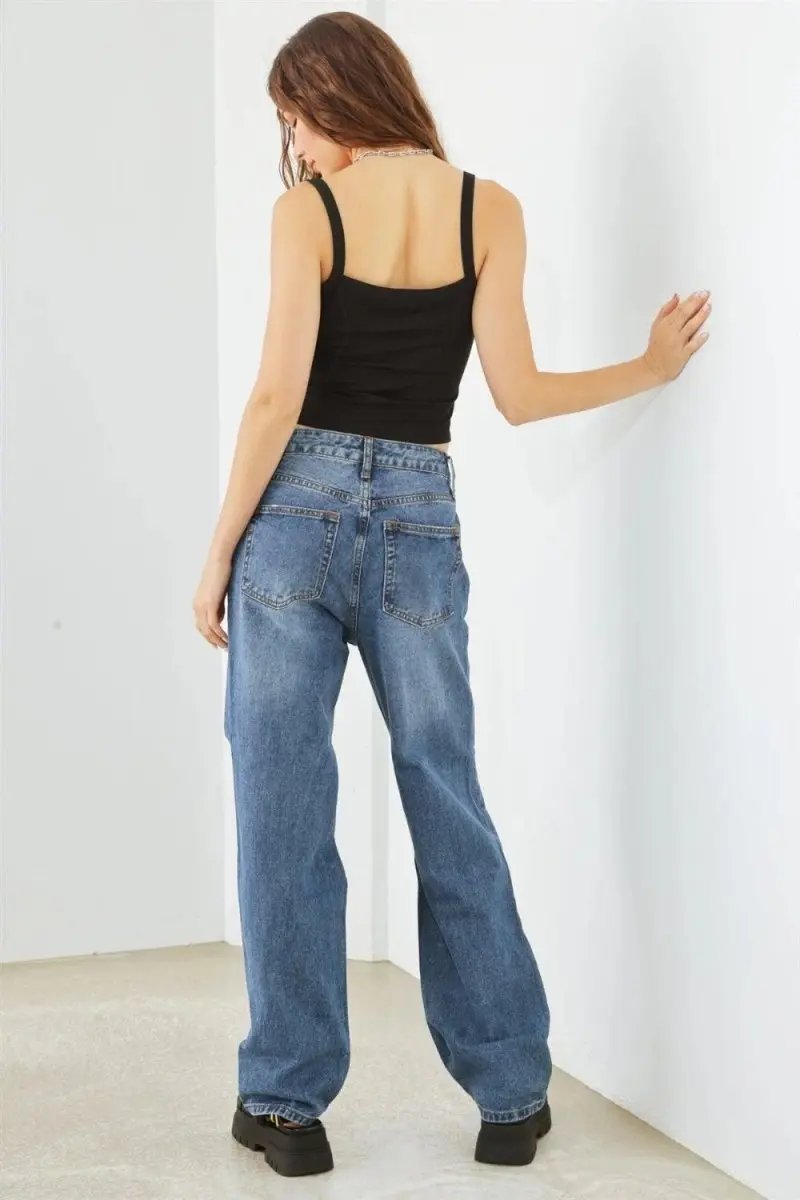 Trendsi Distressed High Waist Jeans Women's Fashion Denim USA Shipped