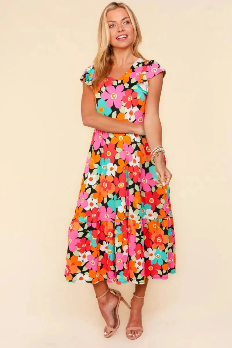 Trendsi Floral Midi Dress Women's Casual Summer Dress w/ Pockets Ship USA