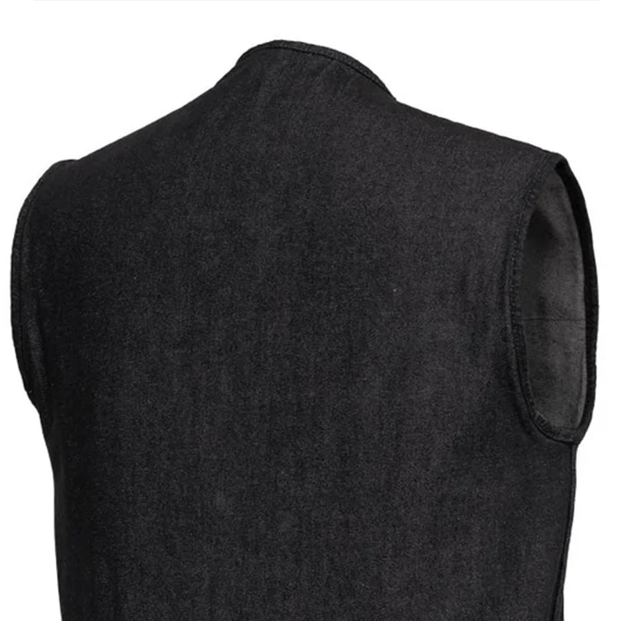 Haywood Men's Motorcycle Denim Vest - Black