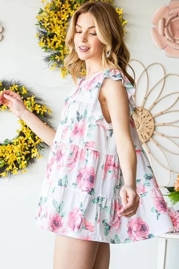 Trendsi Floral Butterfly Top Women's Plus Size Casual Tee Short Sleeve Soft