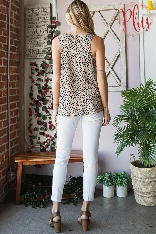 Trendsi Animal Print Top Women's Plus Size Sleeveless Button-Down Top USA Ship