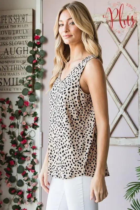 Trendsi Animal Print Top Women's Plus Size Sleeveless Button-Down Top USA Ship