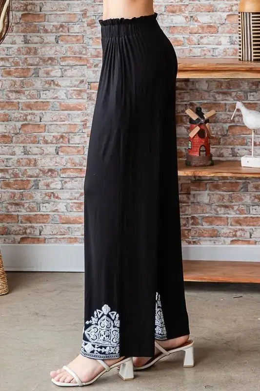 Trendsi Damask Pants Women's Casual Plus Size Wide Leg Trousers Comfy Fit