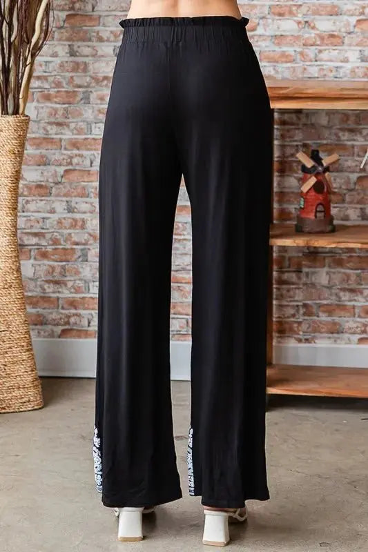 Trendsi Damask Pants Women's Casual Plus Size Wide Leg Trousers Comfy Fit