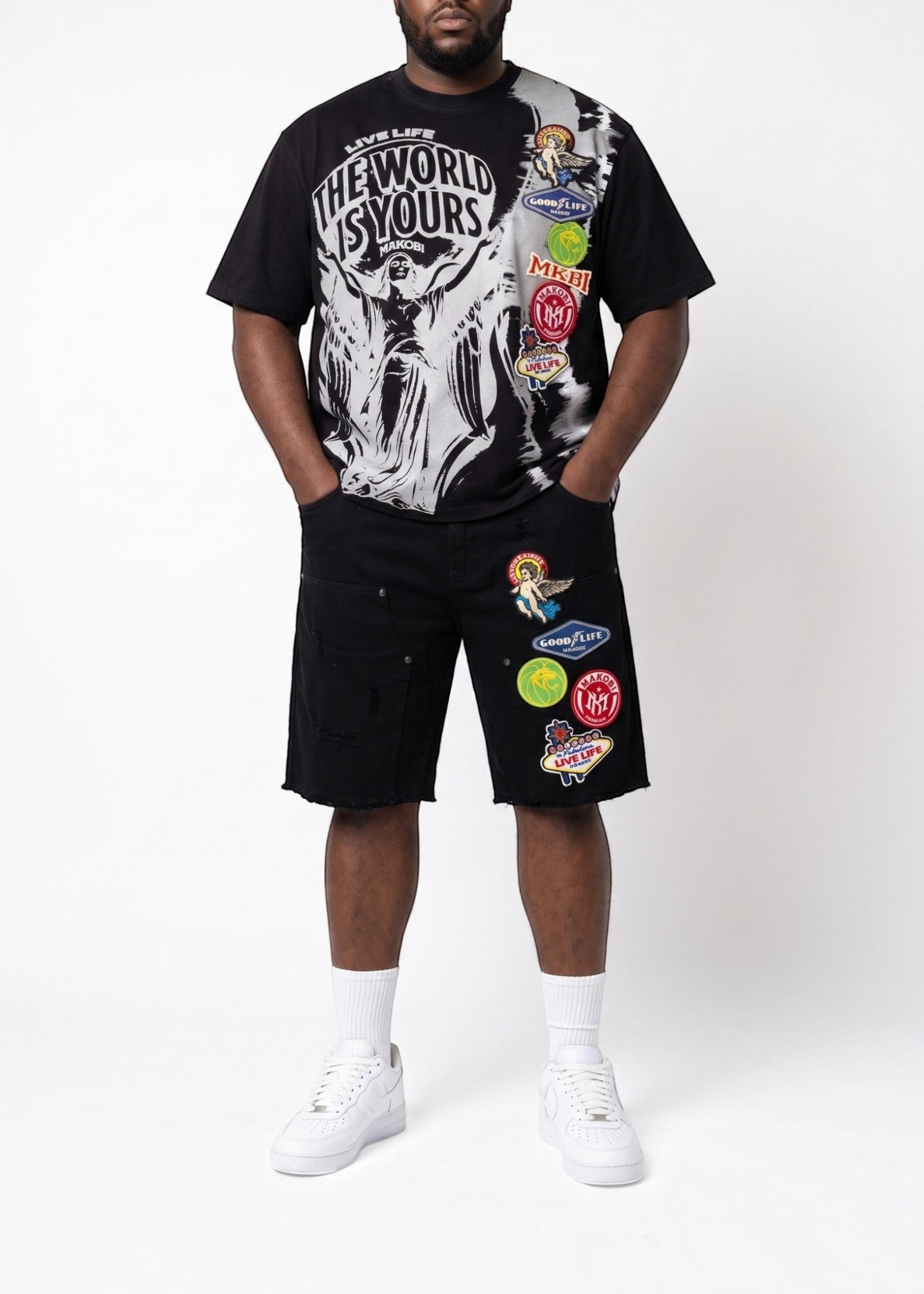 M941 Mondo Patch Denim Shorts - Black (NOT SOLD SEPARATELY - Add M441 to your Cart)
