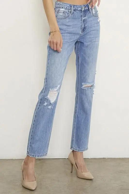 Jeans - High Rise Distressed - Comfy Fit Contemporary Denim