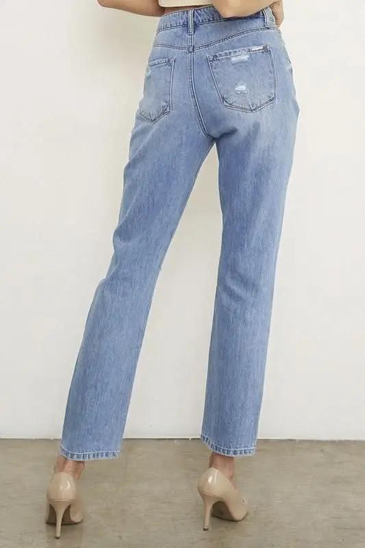 Jeans - High Rise Distressed - Comfy Fit Contemporary Denim