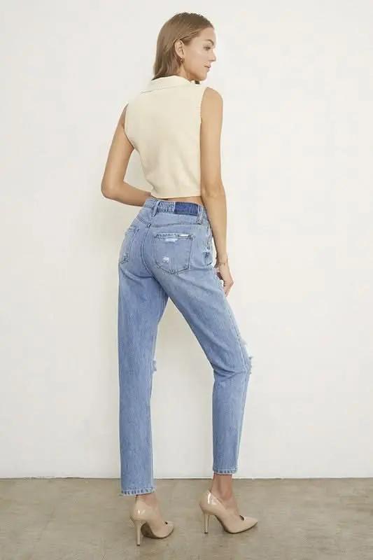 Jeans - High Rise Distressed - Comfy Fit Contemporary Denim