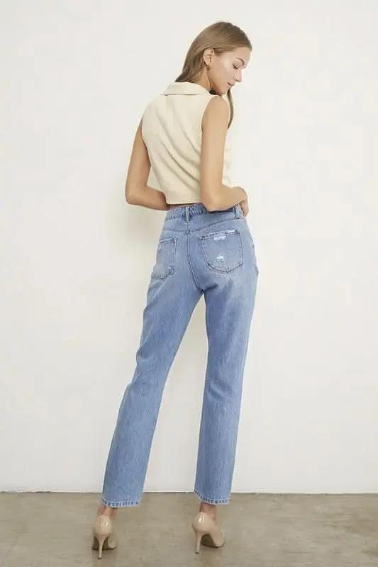 Jeans - High Rise Distressed - Comfy Fit Contemporary Denim