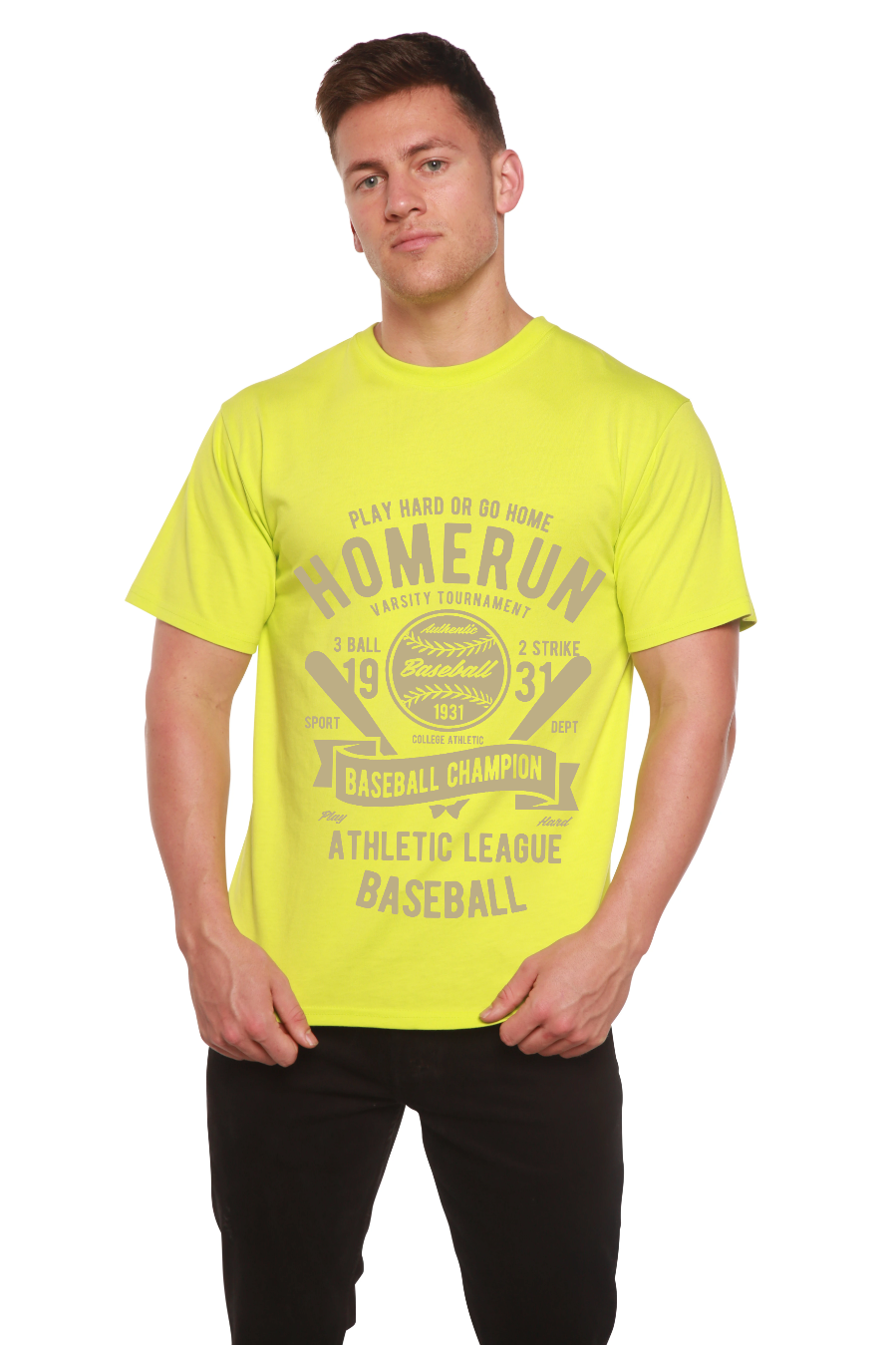 Homerun Baseball Men's Bamboo Viscose/Organic Cotton Short Sleeve Graphic T-Shirt