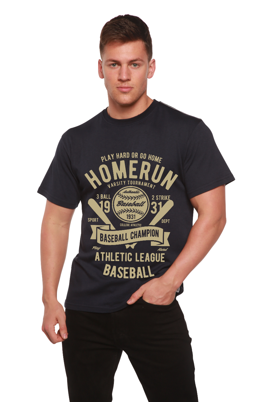 Homerun Baseball Men's Bamboo Viscose/Organic Cotton Short Sleeve Graphic T-Shirt