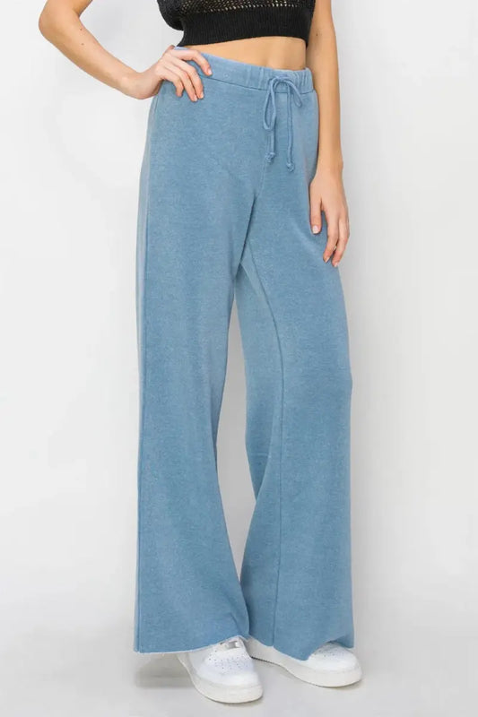 Women's Pants - Drawstring Lightweight - Wide Leg Casual Trousers