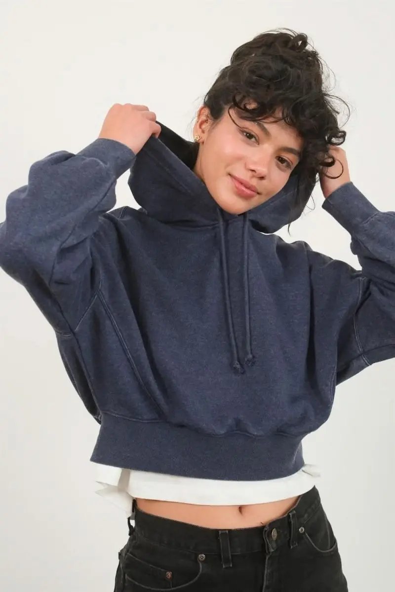 Cropped Hoodie - Drop Shoulder - Soft Casual Sweatshirt