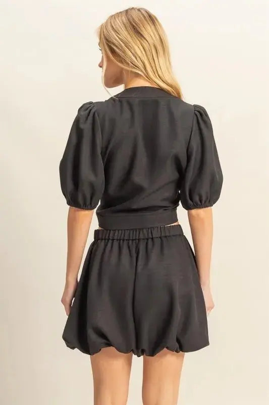 Women's Two Piece Set - Tie Front Top & Shorts - Summer Casual