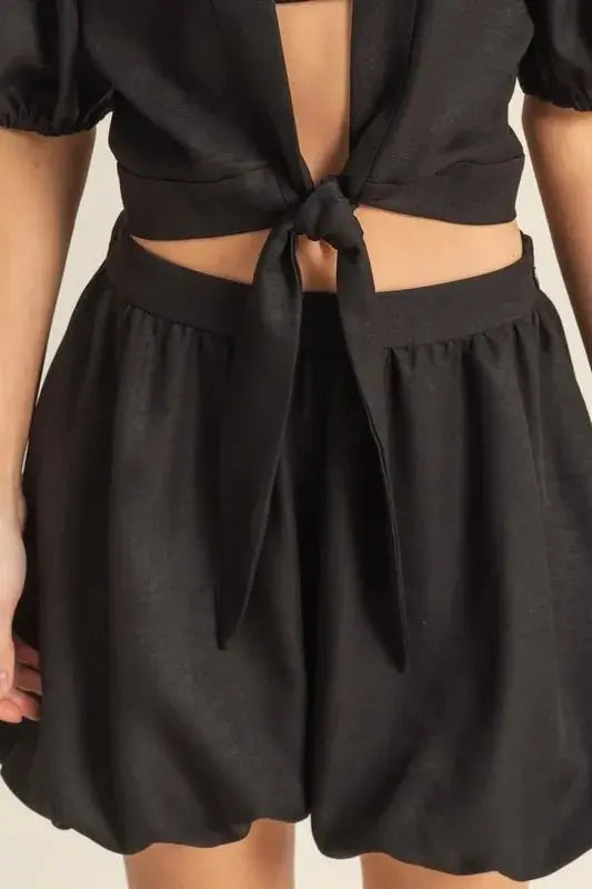 Women's Two Piece Set - Tie Front Top & Shorts - Summer Casual