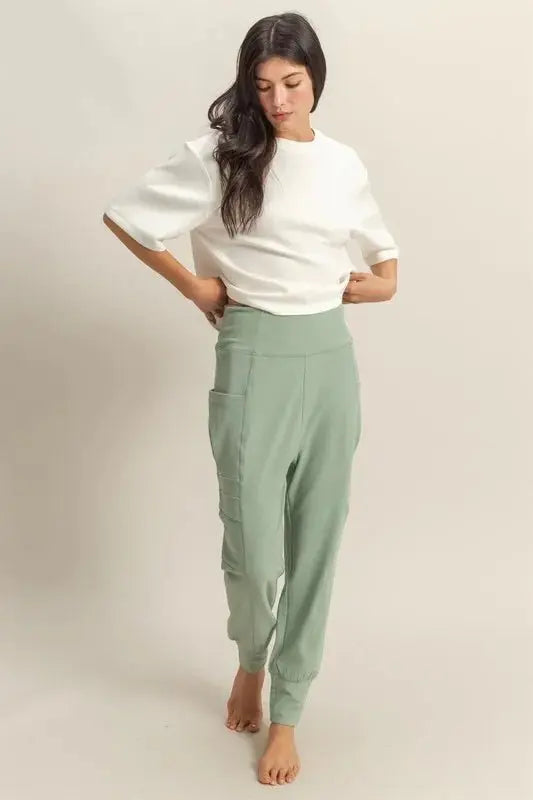 Trendsi High-Waist Sweatpants Women's Lounge & Gym Pants - Pocket Detail, Comfy