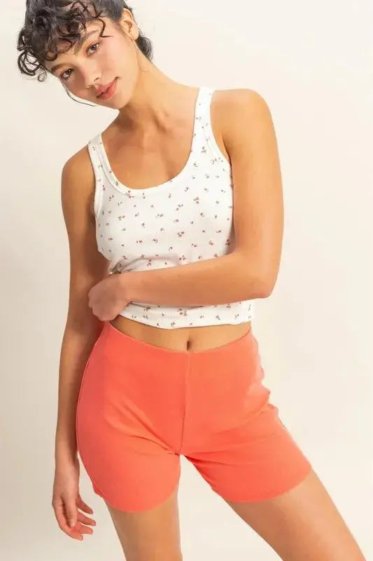 Trendsi Ribbed Biker Shorts Women's Activewear High Waist Fitted USA Ship