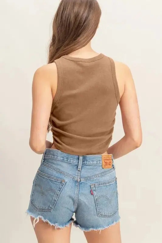 Trendsi Mineral Wash Rib Knit Tank Women's Casual Top: Soft, Trendy