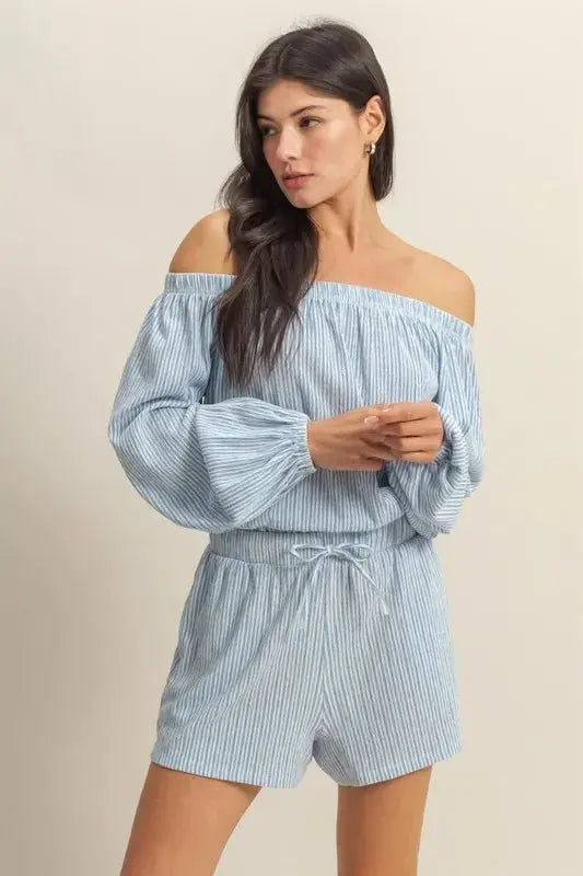 Loungewear Set - Off Shoulder - Two-Piece Comfort