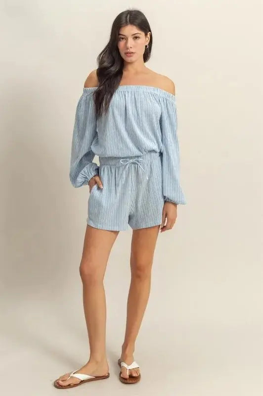 Loungewear Set - Off Shoulder - Two-Piece Comfort