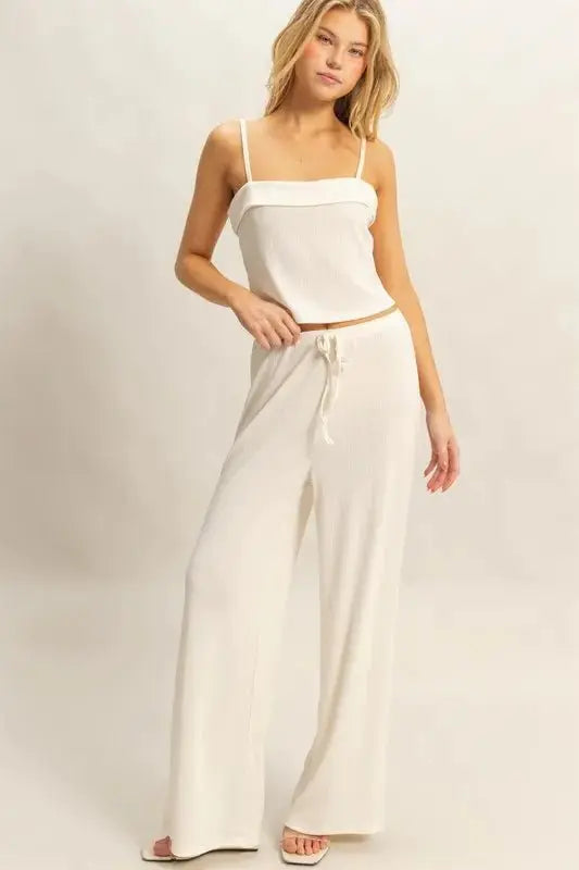 Loungewear Set - Rib Knit - Cami Top & Pants Two Piece