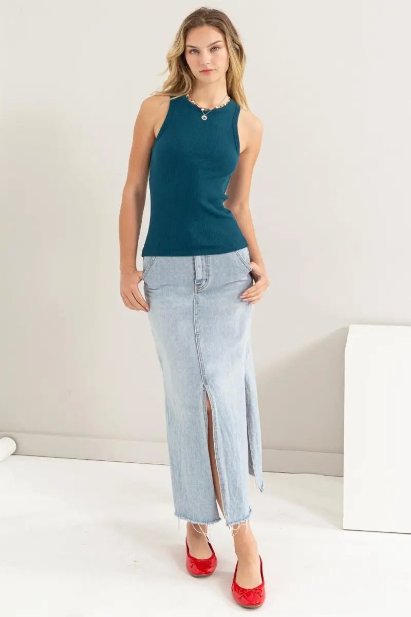 Trendsi Ribbed Tank Top Women's Casual Wear Basic Top Slim Fit