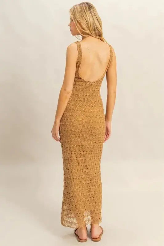 Crochet Maxi Dress - Open Back Sleeveless - Summer Style
