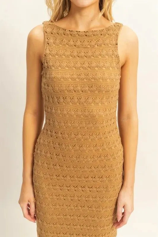 Crochet Maxi Dress - Open Back Sleeveless - Summer Style