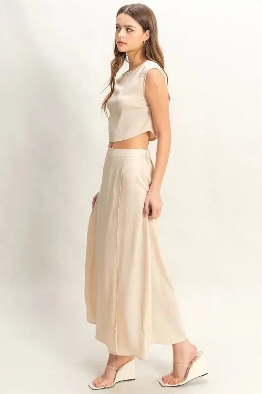 Sleeveless Maxi Skirt Set - Comfortable - Two Piece Outfit