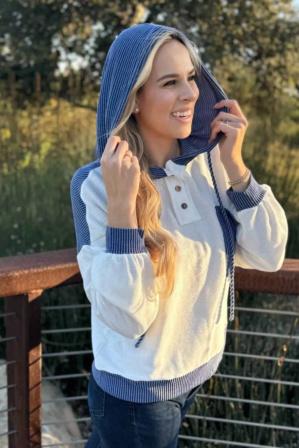 Women's Hoodie - Patchwork Colorblock - Casual Soft Style