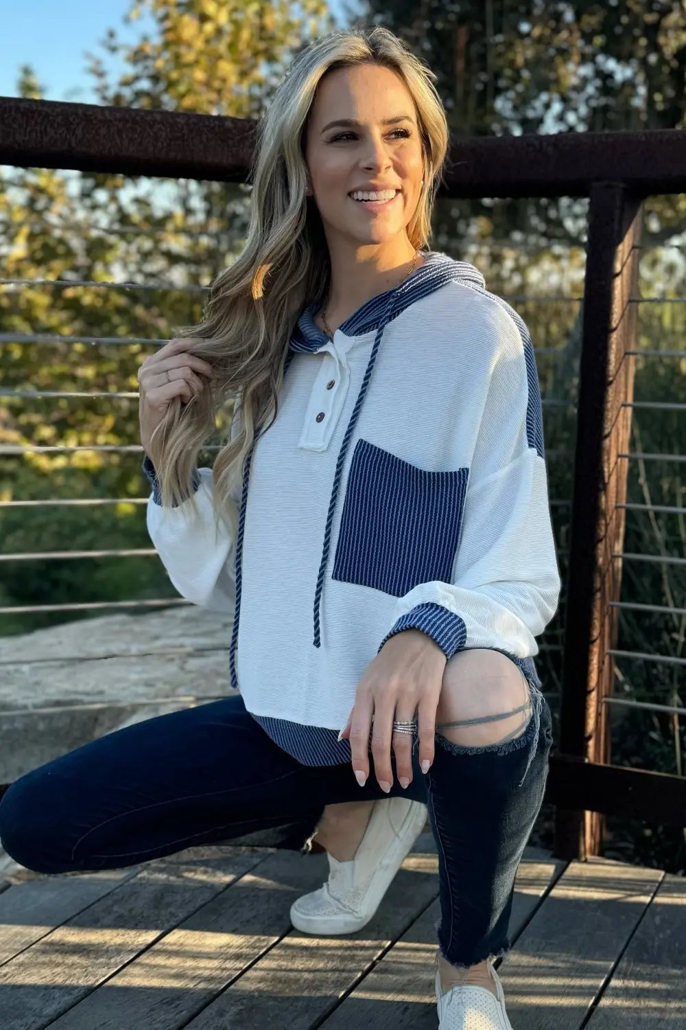 Women's Hoodie - Patchwork Colorblock - Casual Soft Style