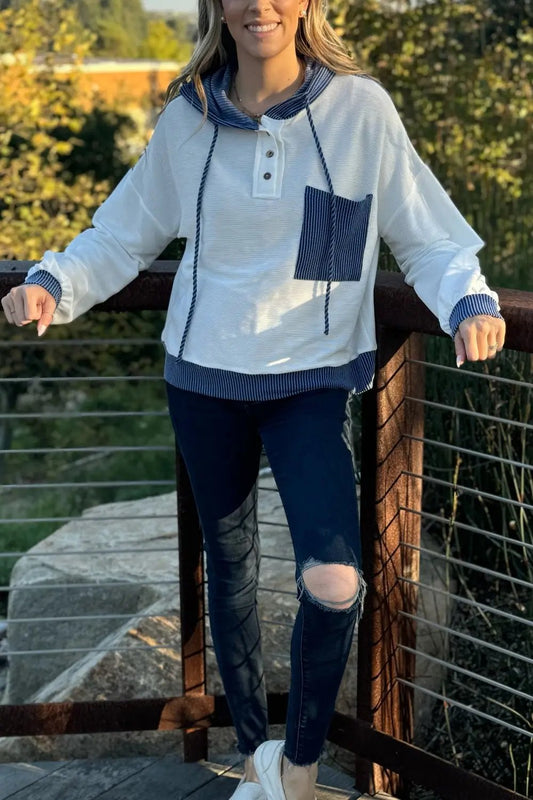 Women's Hoodie - Patchwork Colorblock - Casual Soft Style