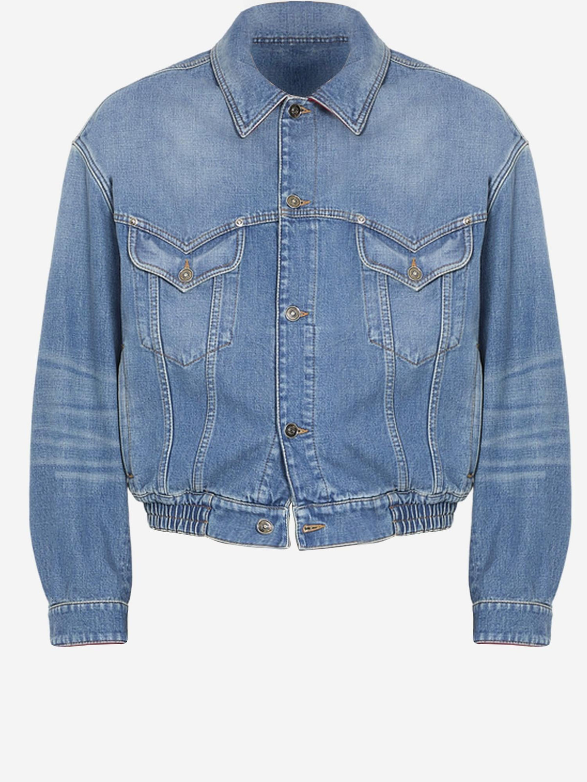Washed Denim Jacket with Elastic Hem