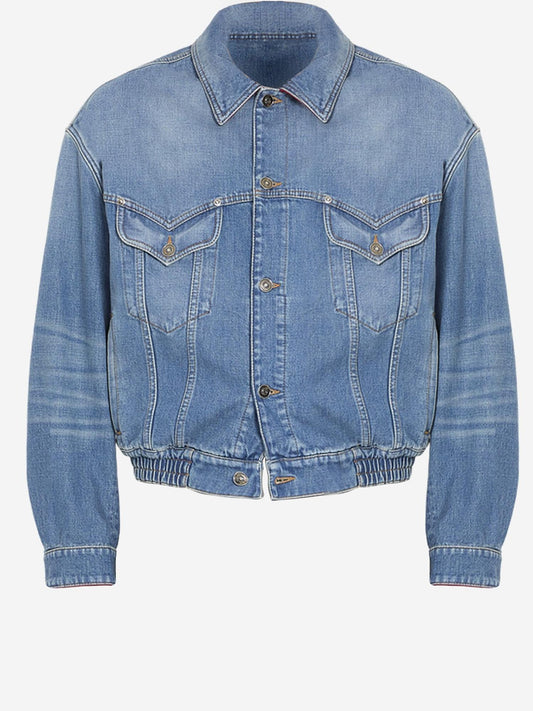 Washed Denim Jacket with Elastic Hem