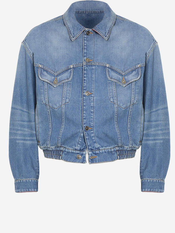 Washed Denim Jacket with Elastic Hem