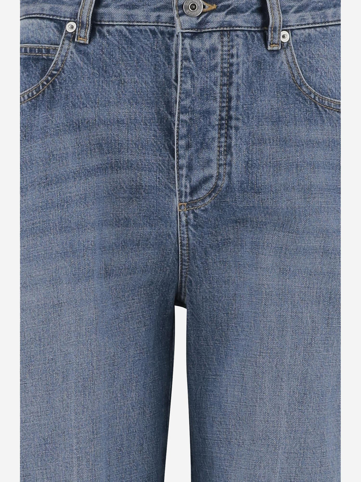 Wide Jeans with Intrecciato Patch